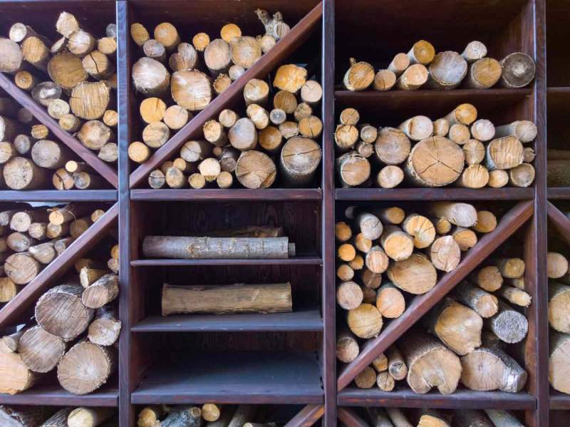 Uncut firewood storage